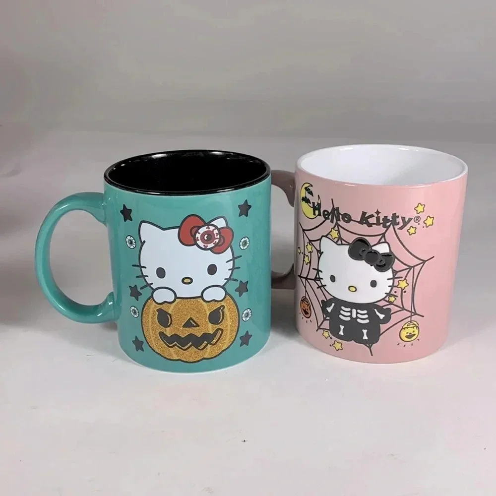 Sanrio HELLO KITTY Halloween mugs pumpkin & spiderweb skeleton costume ceramic